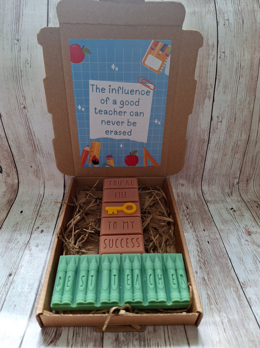 Teacher Gift Set End of Term Teacher Thank You Gift Wax Melt Snap Bars Best Teacher Key to My Success Eco Friendly Gift
